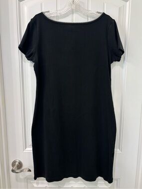 Eddie Bauer Women’s Black Embroidered Short-Sleeve Cotton Mini Dress Size L Tall